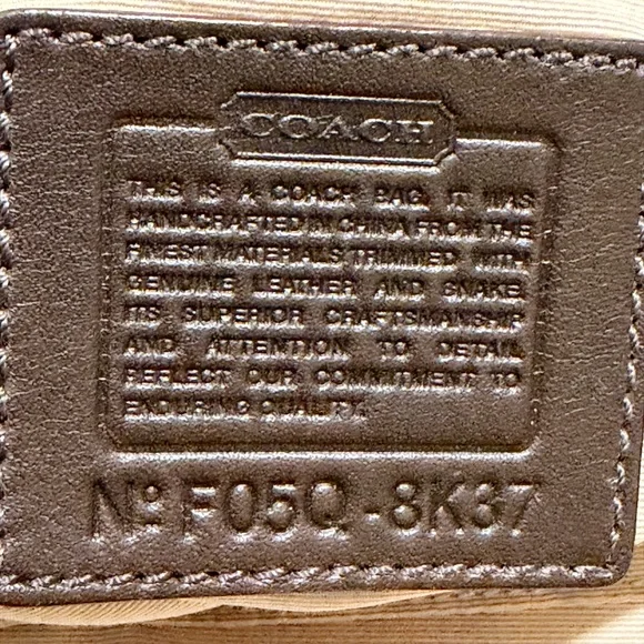 Coach Lurex Hobo Bag Metallic Tan Logo Print 8K37 | Gold Python Handle | EUC - Picture 10 of 10